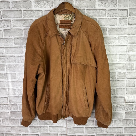 MARLBORO Adventure Team Leather Heavyweight Full Zip Barn Bomber Jacket Mens XL